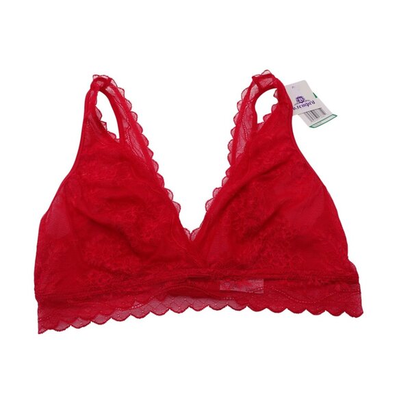 NWT Wacoal b.tempt'd No Strings Attached Bralette Bra Sz L Crimson Red Lace - Picture 2 of 10